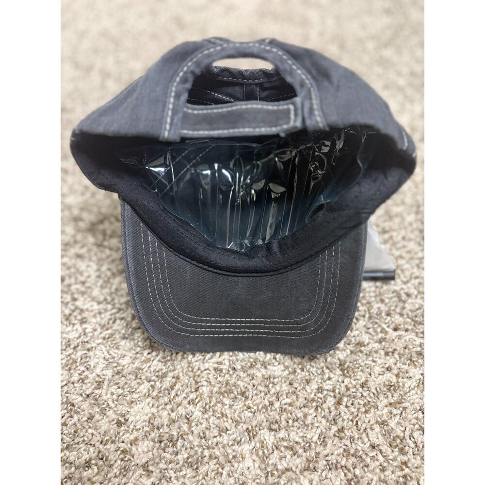 Charcoal Black Distressed Star Baseball Cap - Picture 7 of 7